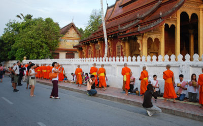 Morning alms in Luang Prabang: religious tradition turned into tourist spectacle