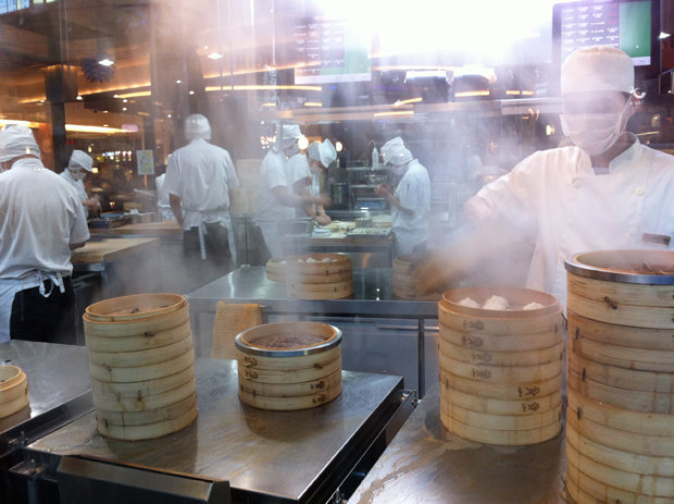 steamed dumplings at Din Tai Fung