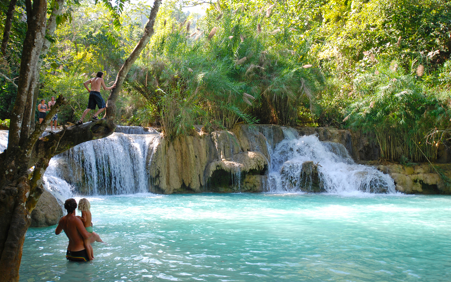 Image result for kuang si waterfall cycling